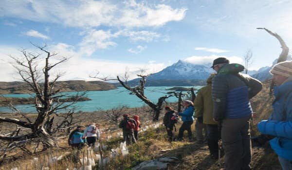 Walt to the grey lake in torres del paine