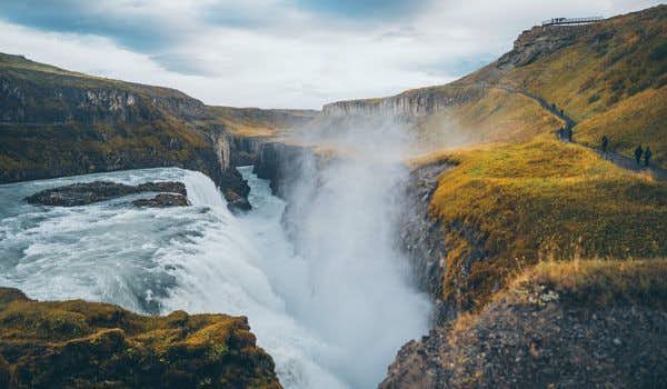 vistas da cachoeira gullfoss círculo dourado islândia