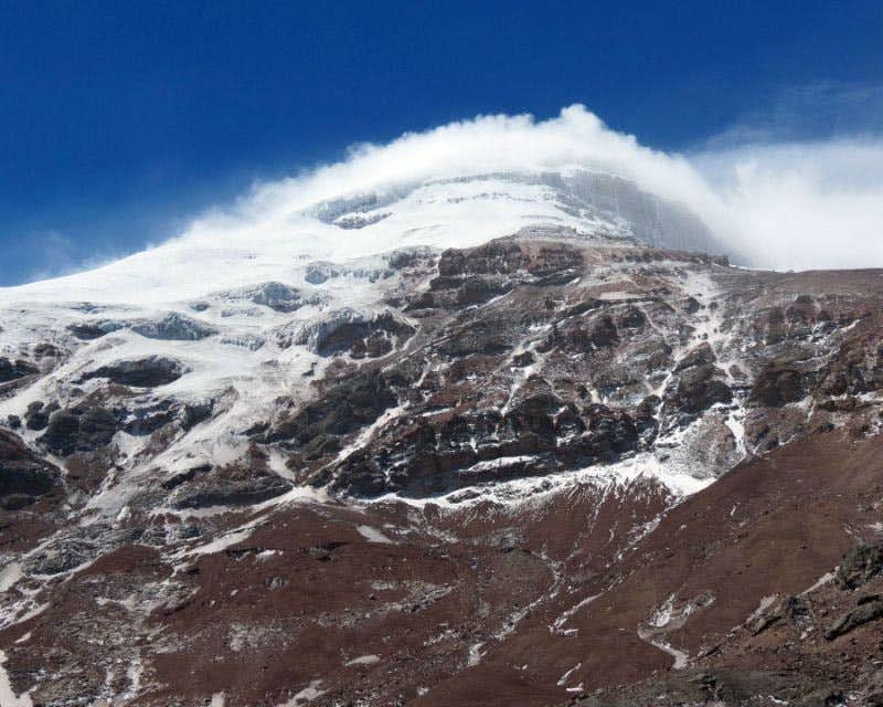 Chimborazo Vulkan oben Ecuador Wolkendecke