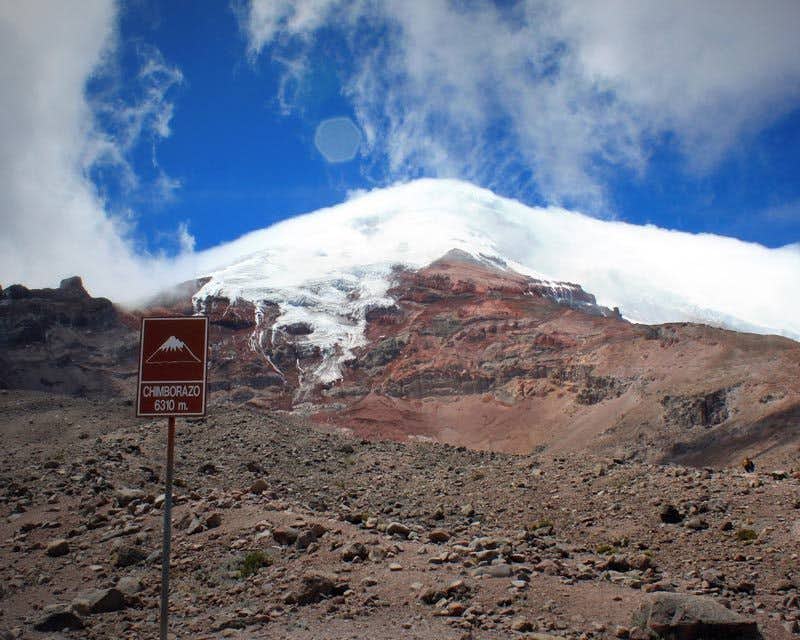 informatives Zeichen der Chimborazo-Besteigung 4 Tage