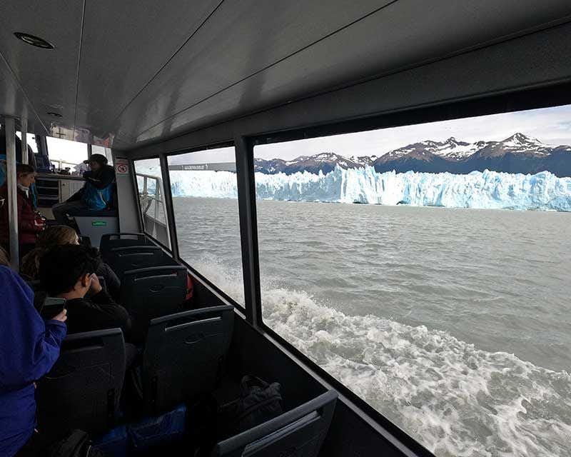 view of perito moreno glacier from the boat