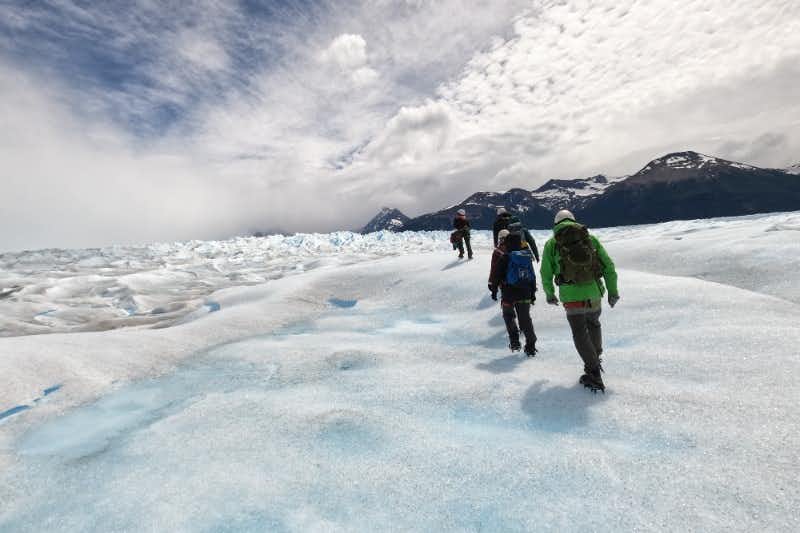 Group walking minitrekking 2 on ice Perito Moreno