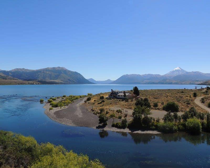 landscape of the Limay River in Patagonia