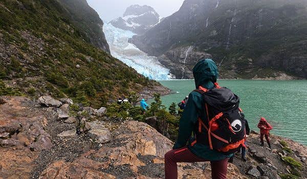 howlanders girl in front of serrano glacier
