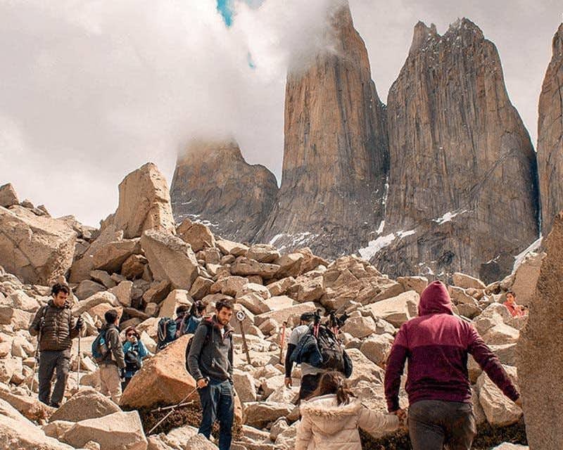 hikers at torres del paine