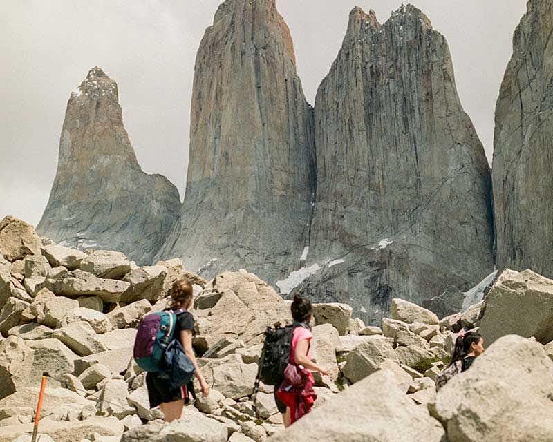 Travelers in the W trek patagonia