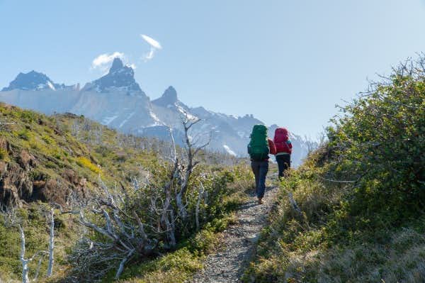 two people walking in the French Valley trek