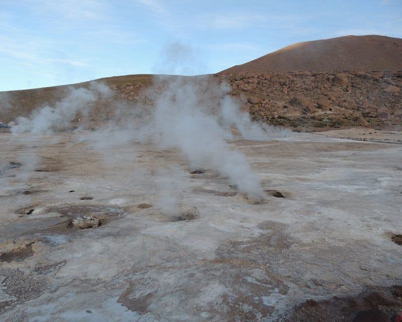 tatio geysers with steam