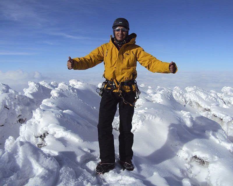 man at the end of the chimborazo summit