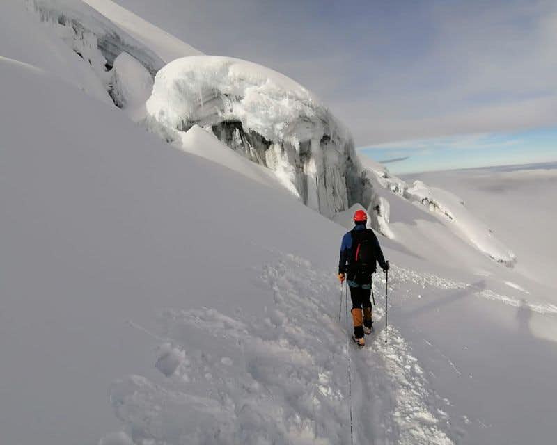 walking on ice in cotopaxi