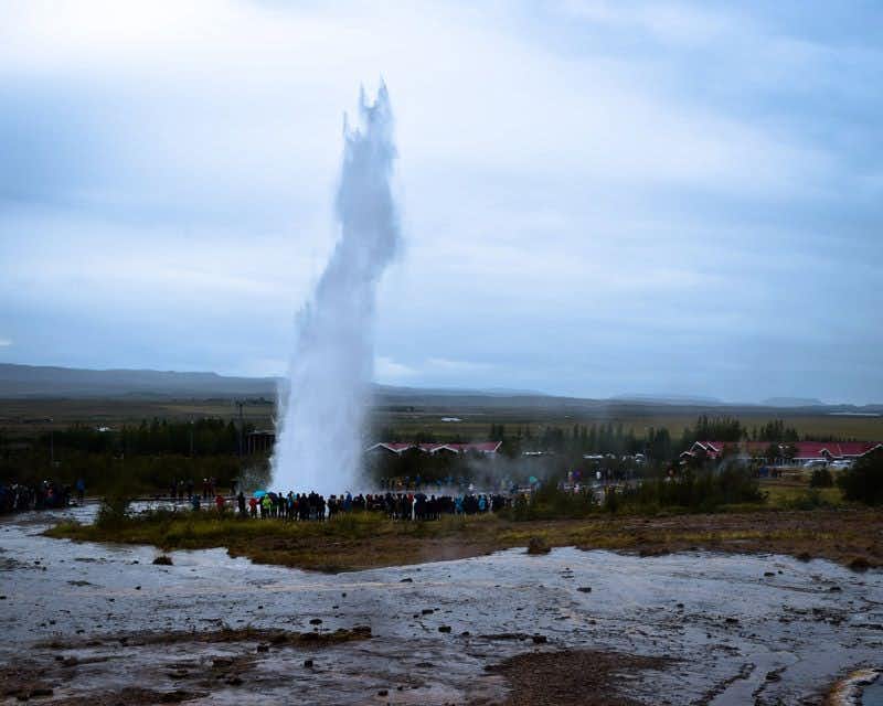 hot spring geyser erupting