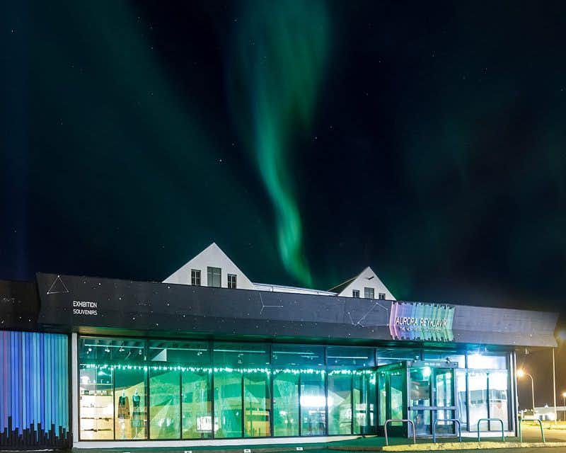 Aurora museum with northern lights