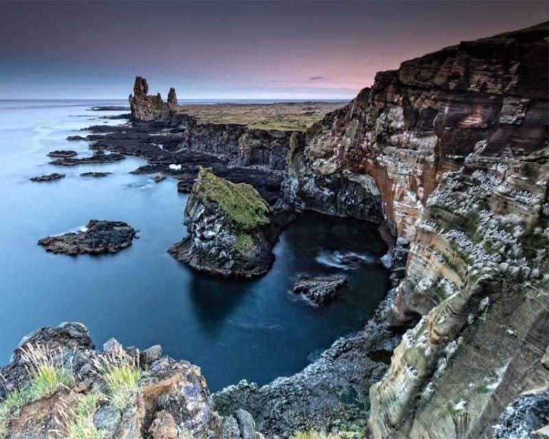 londrangar cliffs over the sea