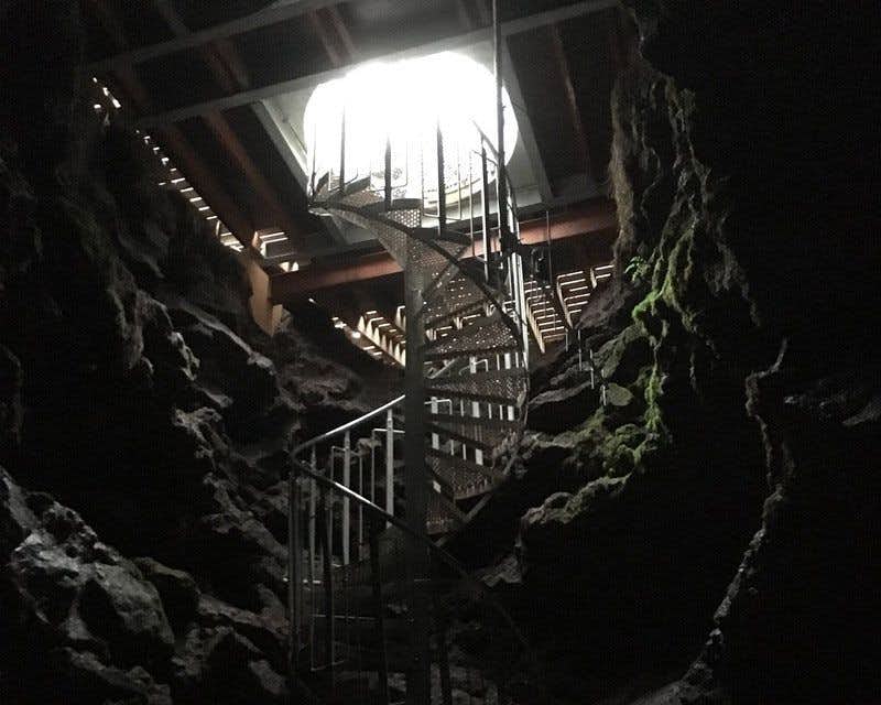 Vatnshellir cave entrance from the inside