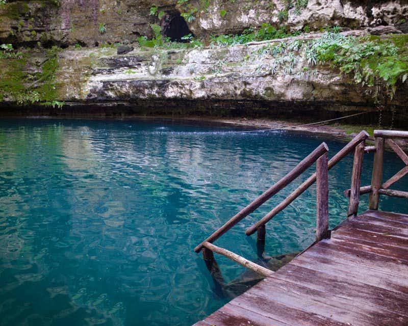 sacred cenote stairs in mexico