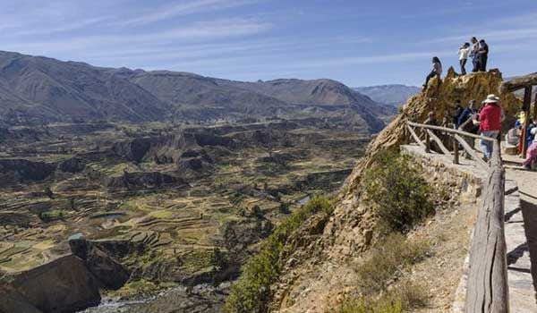 Travelers in Colca Canyon Viewpoint