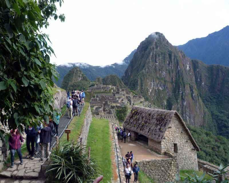 tourists accessing machu picchu from the upper zone