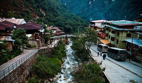 view of the town of aguas calientes in peru