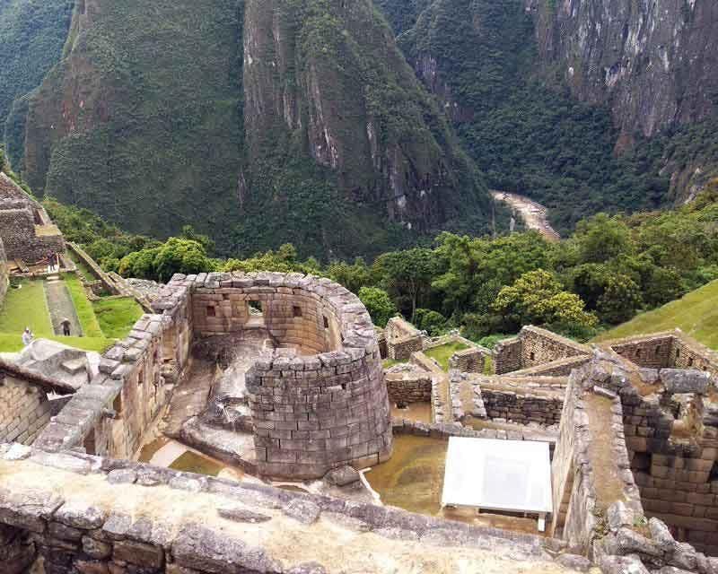 archaeological site of machu picchu as seen from above during the guided tour