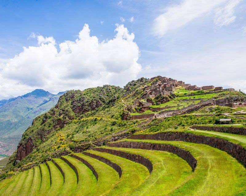 Inca terraces at machu picchu ruins tour