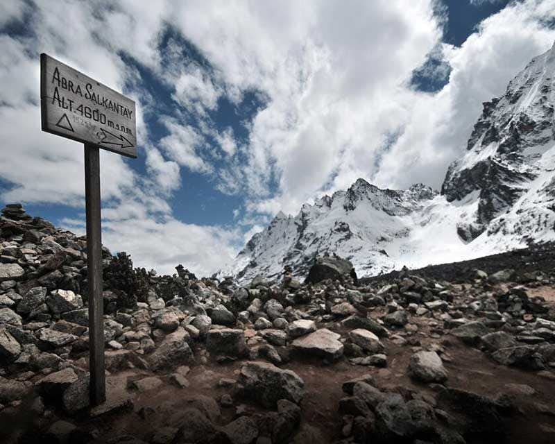 salkantay pass at 4600 meters of altitude