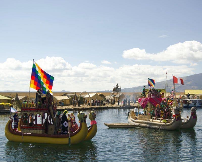 Uros reets traditional boats