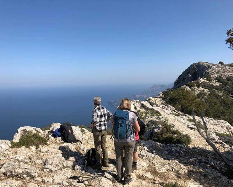three hikers in the gr221 mallorca