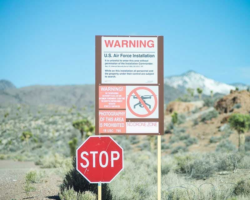 warning sign at the entrance of area 51 nevada