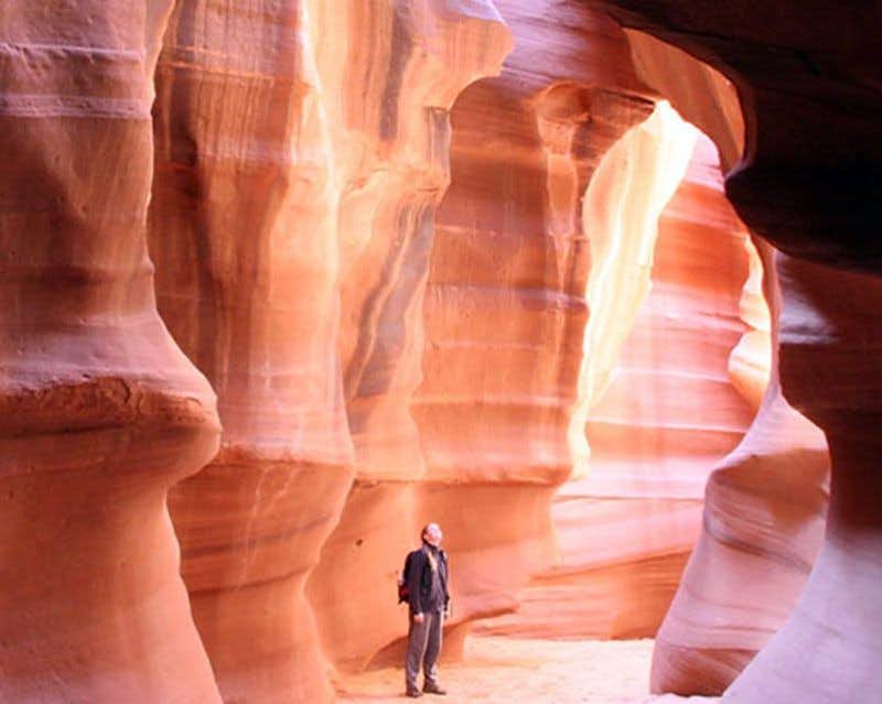 sandy red rocks in antelope canyon
