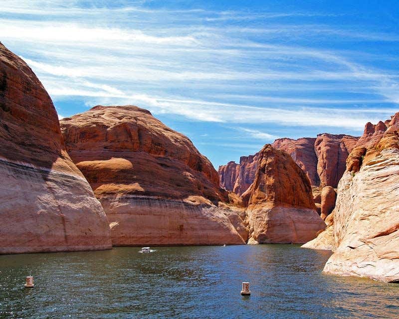 lake powell surrounded by rocks