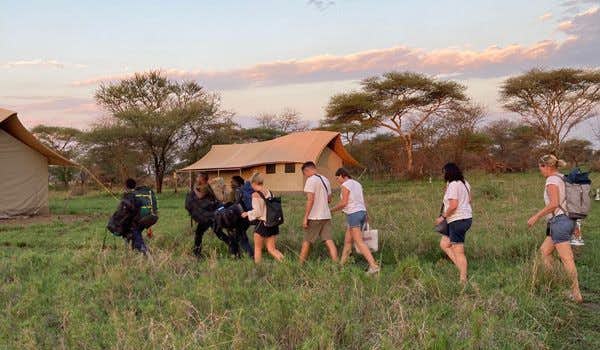 viajeros en alojamiento serengeti