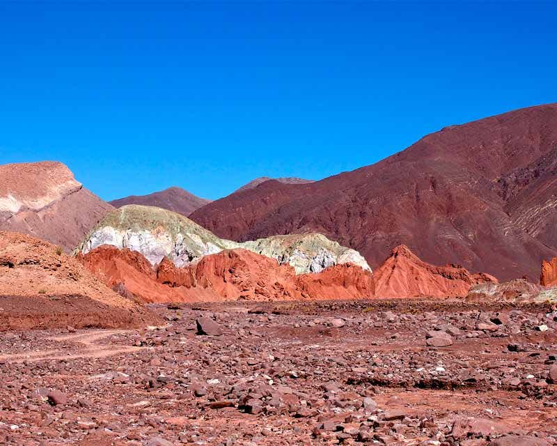 Colorful mountains and rock art