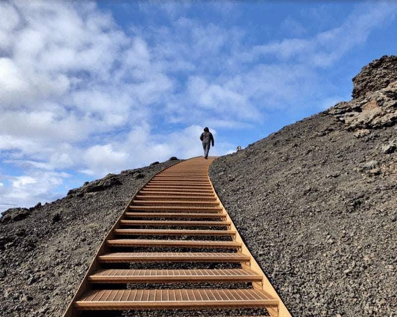 escaliers du cratère volcanique saxholl