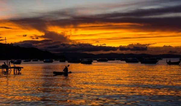 coucher de soleil au lac titicaca