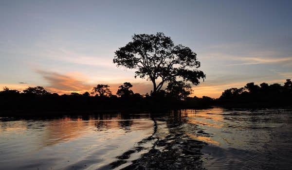 Il tramonto del Rio Yacuma dall'acqua