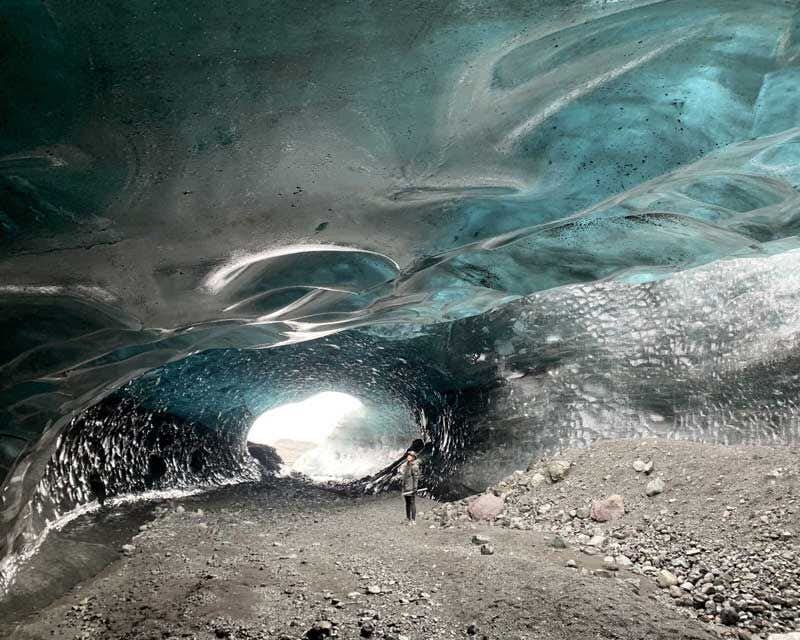ghiacciaio vatnajökull e grotta di ghiaccio blu