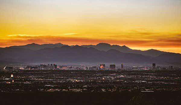 vista aerea del tramonto a Las Vegas