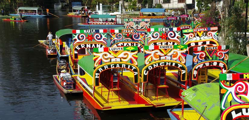 colorful boats in mexico city