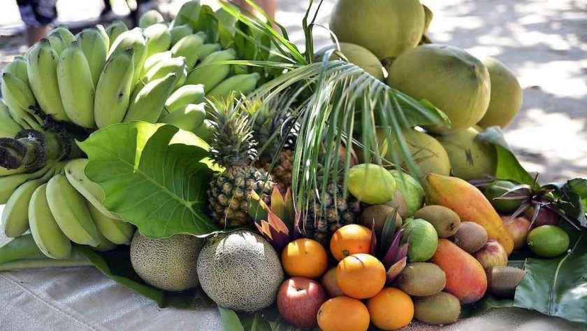 Variety of exotic fruits of South America