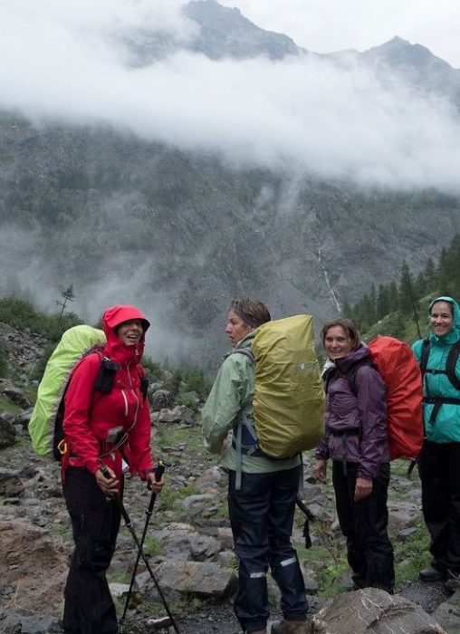 hikers in rain jackets