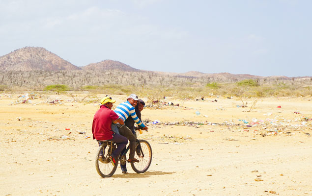 biking through the guajira desert in colombia