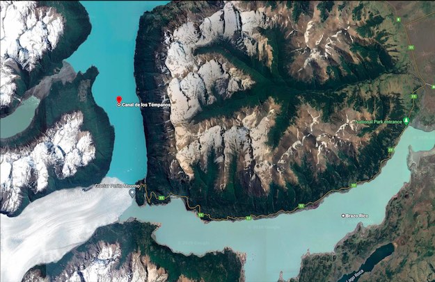 Perito Moreno satellite view