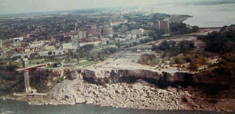 vistas a las cataratas del niagara en 1969 cuando se secaron para realizar trabajos de mejora