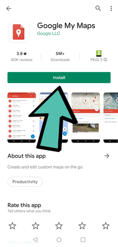 install google mymaps app to download google maps route