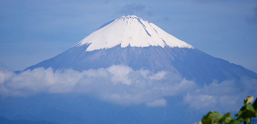 snow-capped summit of sangay volcano