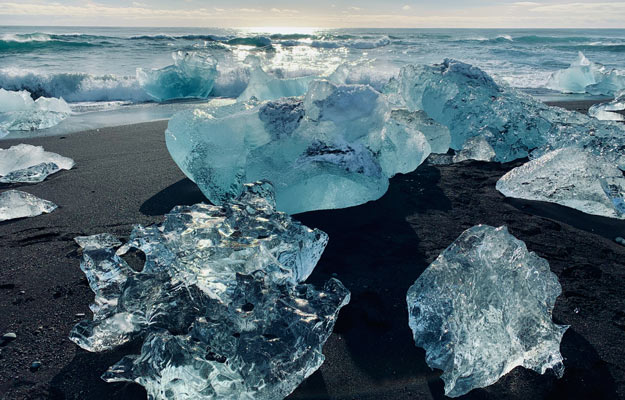 rests of ice in the diamond beach in Iceland