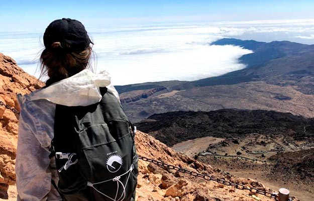 Traveler on the Teide summit 